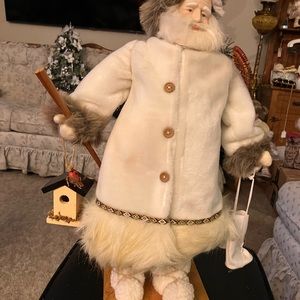 BUY NOW 🎄Luxury Old World Santa ,White long ROBE,Bird House, Ski/Poles, skates